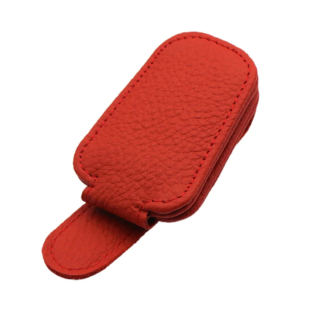 Car Sunglasses Mount Ticket Card Sun Visor Sunglasses Holder Glasses Case Magnetic Clip Leather Eyeglasses Clip Car Accessories