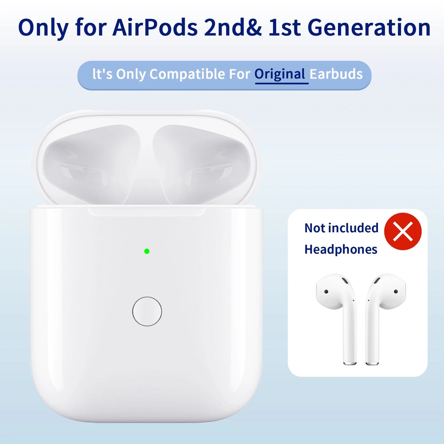 "Universal Replacement Charging Case Compatible with Apple AirPods 1/2 Official-Like F