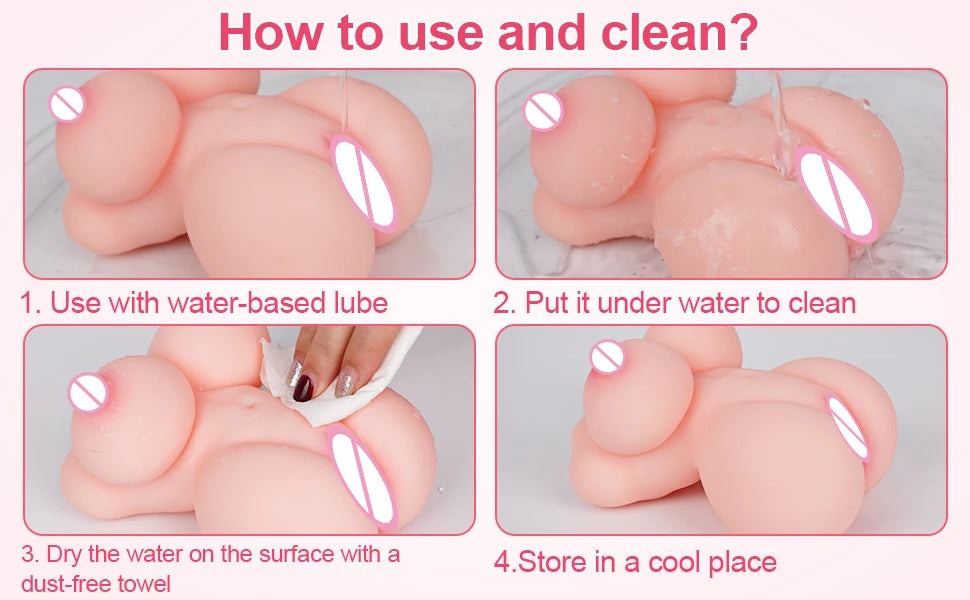 HESEKS Portable Sex Doll Male Masturbators Lifelike Pocket Pussy Love Dolls for Men with 3D Realistic Vagina Boobs Sex Toys 18+