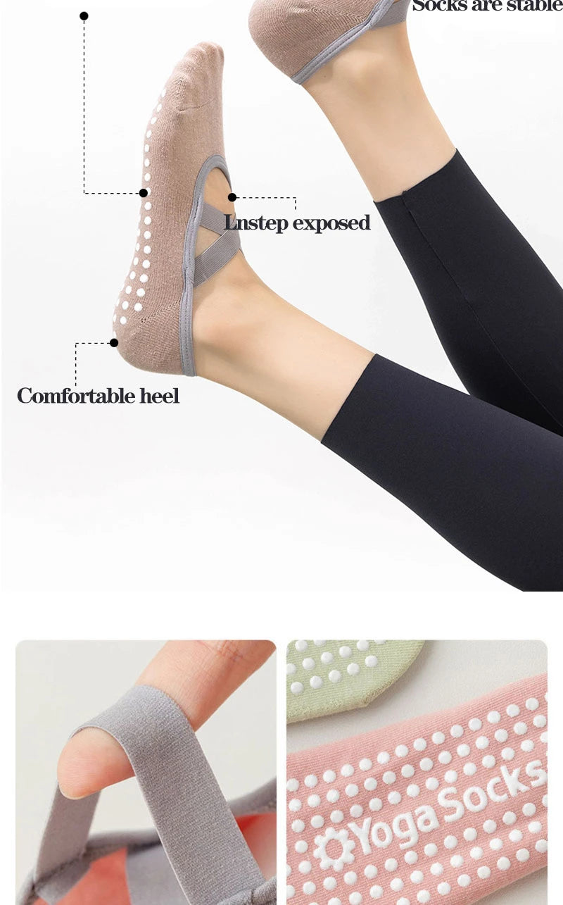 1/ 3Pair Professional Women Yoga Sock Silicone Anti-slip Ballet Pilates Socks Women Backless Breathable Bandage Yoga Sport Socks