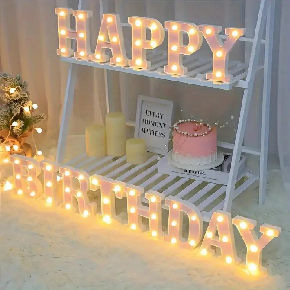 1PC 16cm LED Letter&Number Lights For Wedding,Proposal,Birthday,Party,Photo Props,Battery Powered Pink Glitter Decorative Lights
