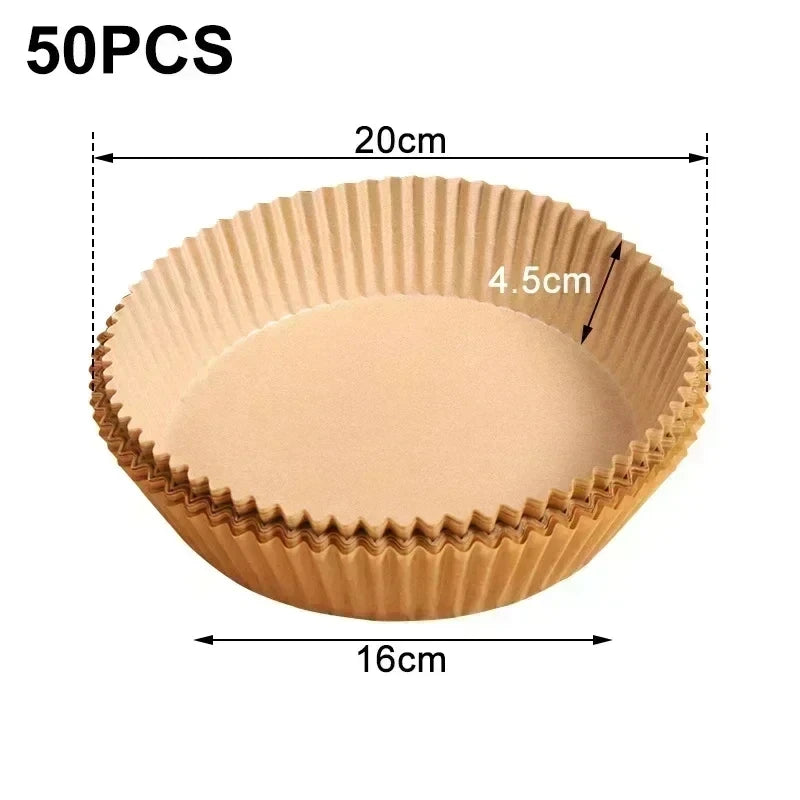 Air Fryer Paper Liners Disposable Oil-Proof Waterproof Baking Paper Round Square And Rectangle Parchment Kitchen Party Supplies