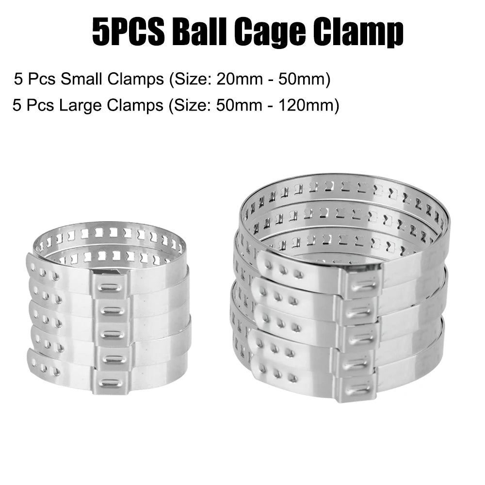 5Pcs 20-50/50-120mm Adjustable Auto Fasteners Axle CV Joint Boot Crimp Clamp Kit Driveshaft Ball Cage Clips Car Accessories
