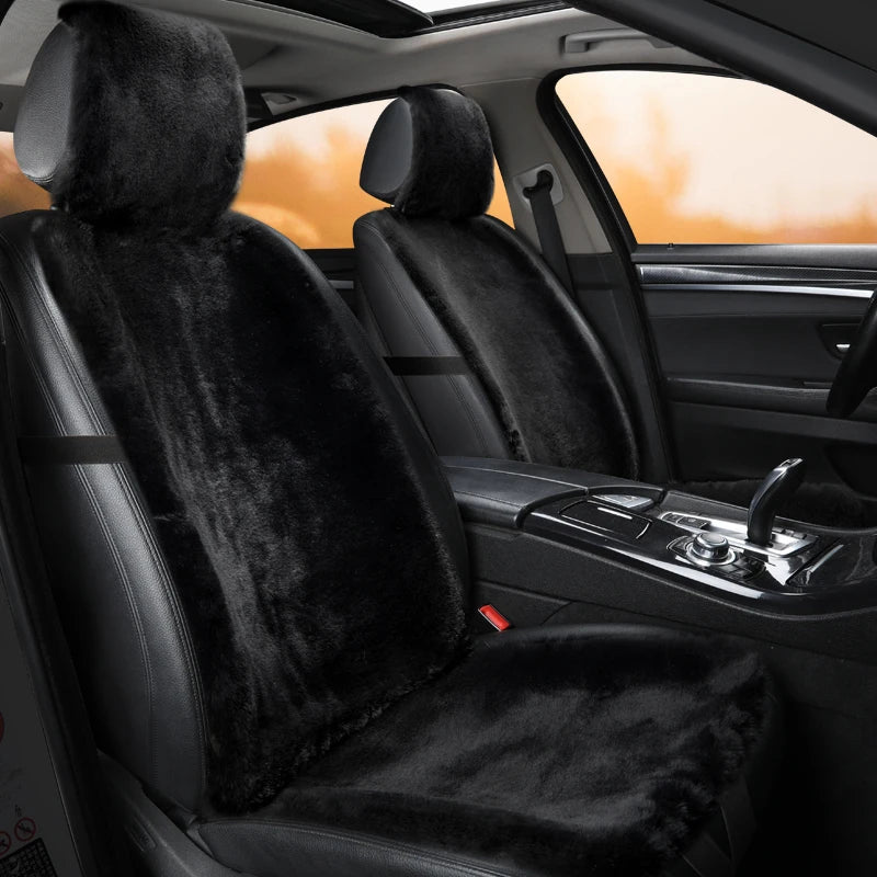 Plush Car Seat Cover Universal Front Backrest Winter Warm Long Faux Fur Non-Slip Seat Cushion Pad  Automobiles Seat Protector
