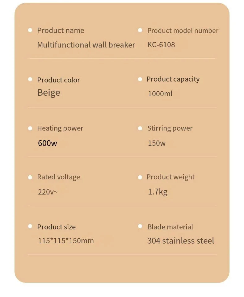 110V/220V Soya Milk Machine Electric Wall Breaking Machine Soybean Milk Maker Fresh Juice Blender Nut Milk Maker Food Blender