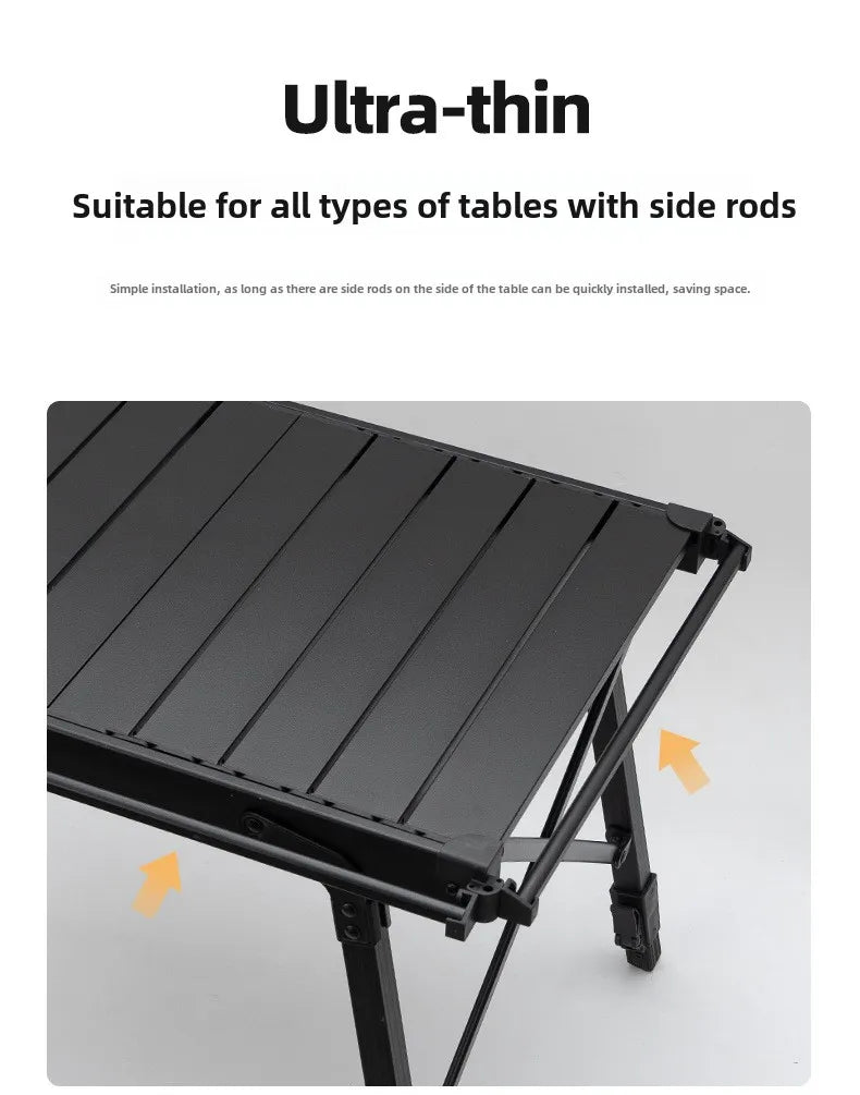 Outdoor Aluminum Table Side Storage Rack Hanging Mesh IGT Table Expansion Bracket Folding Table Extension Basket Folding Rack