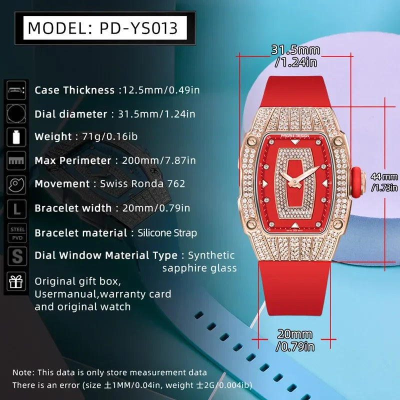New PAGANI DESIGN Luxury Women's Fashion Quartz Watch Switzerland Ronda Movt Diamond Inlaid Women's Elegant Watch Montreal Femme