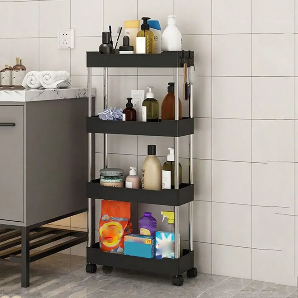 1pc 3/4 Tier Rolling Storage Cart High Capacity Storage Shelf Movable Gap Storage Rack Kitchen Bathroom And Livingroom Organizer