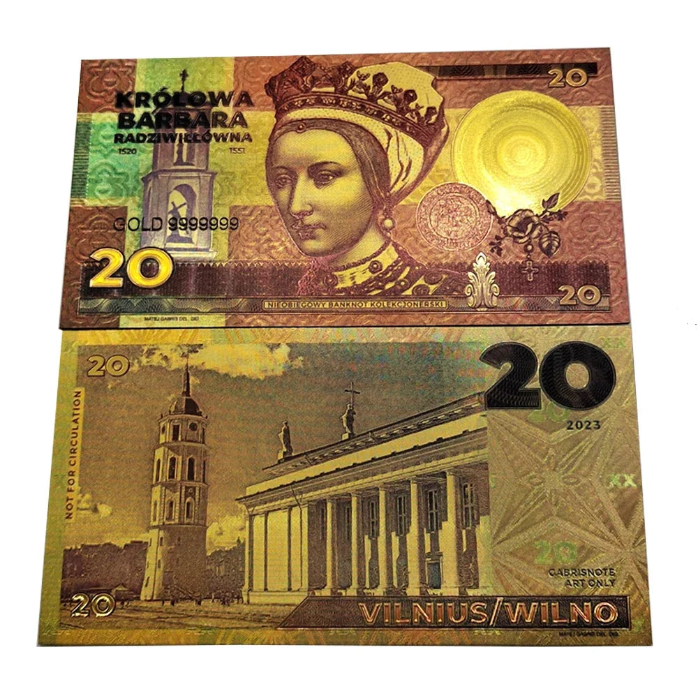 Polska KROLOWA New Style plastic Gold foil banknotes set souvenir golden money Colorful Commemorative collection movie money