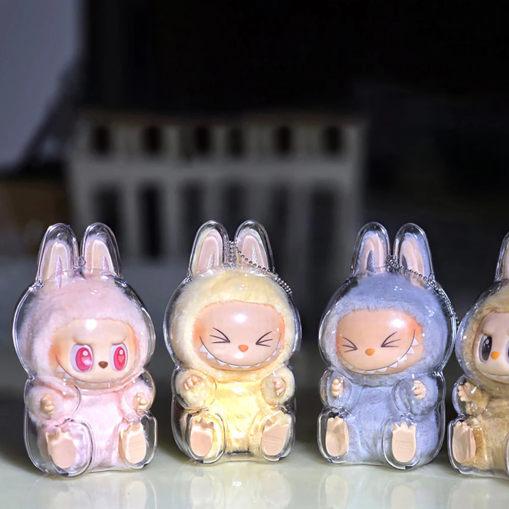 Transparent Protective Cover For Labubu V1 V2 Monster Toy Storage Box Elf Plushie Display Cover Doll Accessories Birthday Gifts