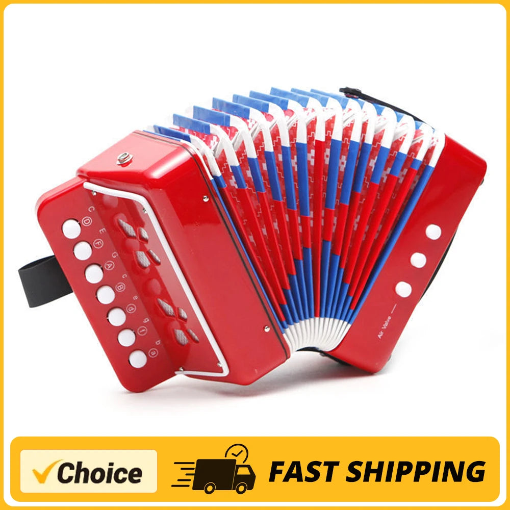 KKMOON Kids Accordion Mini Toy Musical Instruments 7 Keys Button Pink Rose Red White For Child Children Toddlers Beginners