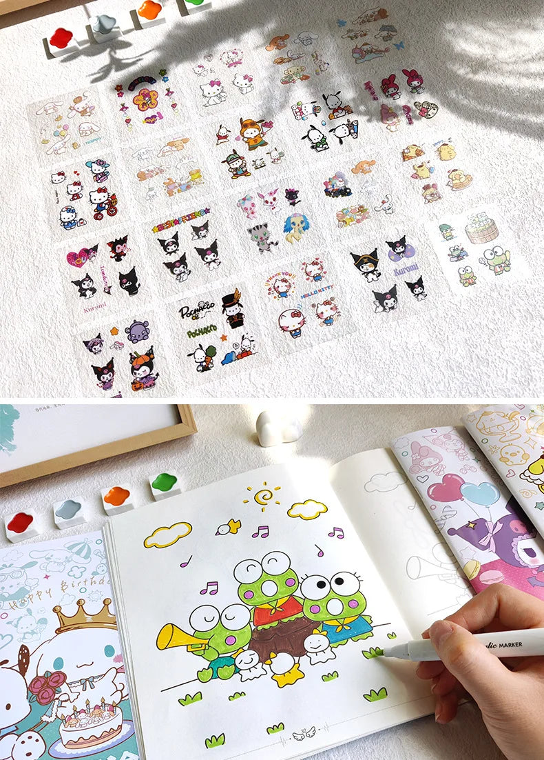 New Sanrio Kuromi Painting Notebook Children'S Sketching Coloring Copy Notebook Elementary School Cartoon Anime Line Draft