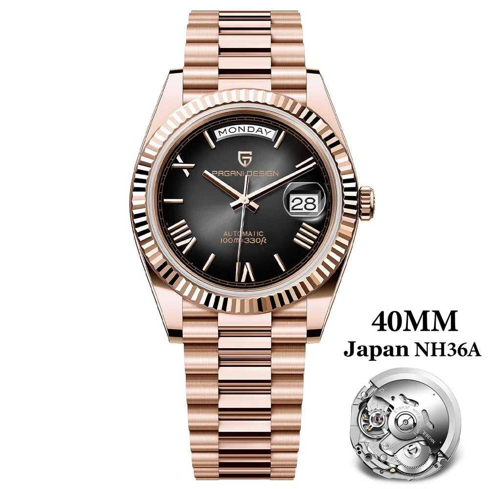2025 New PAGANI DESIGN DD40 Luxury Rose Gold Automatic Watch For Men Mechanical Watches AR Sapphire Glass Date Wrist watch Men