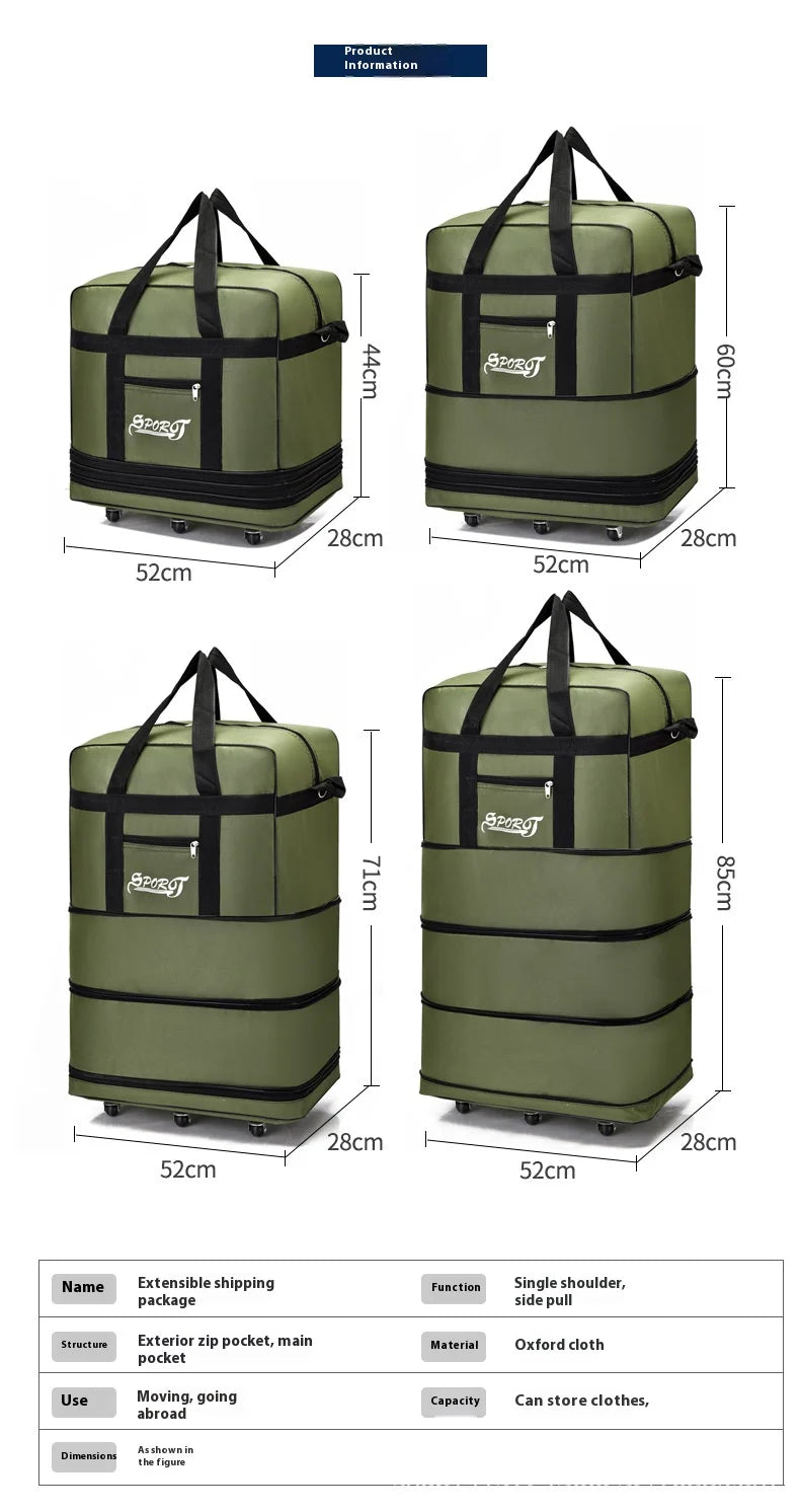 Expanding Traveling Backpack Hiking Folding Travel Women Bags Multi-layer Expansion Travel bag Universal Wheel Moving Bag