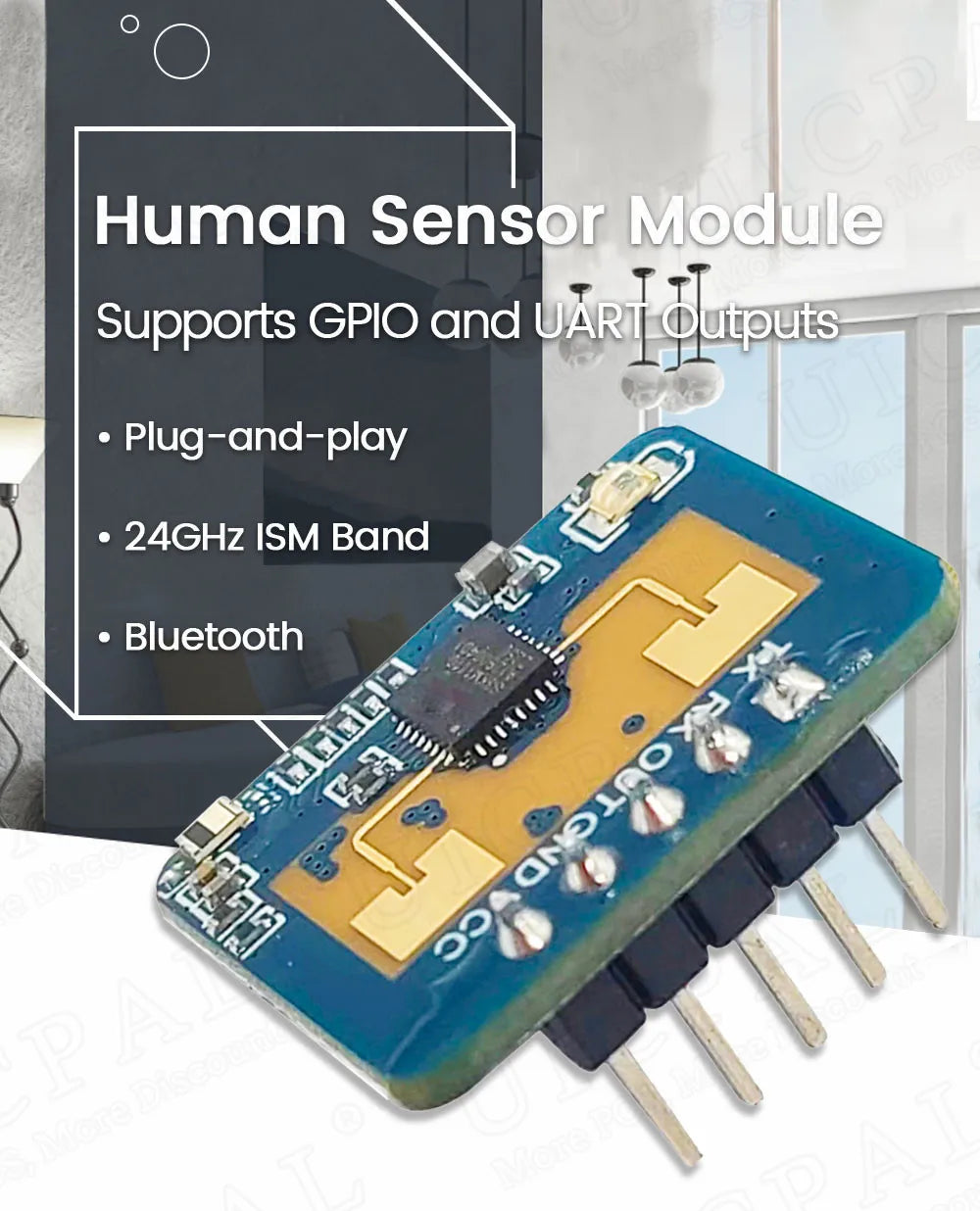 LD2410C 24GHz Human Presence Sensor FMCW Wave Radar Induction Module Body Heartbeat Detection Sensors High Accuracy