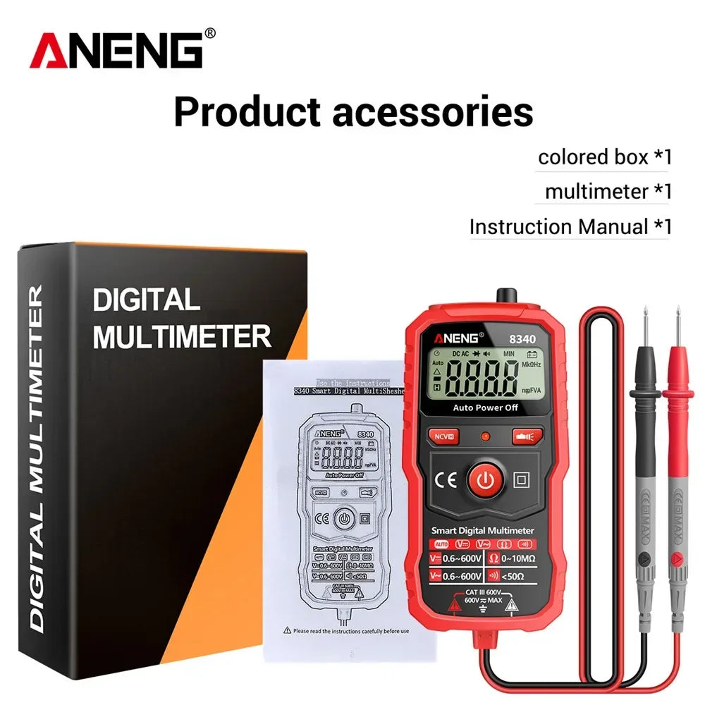Digital Multimeter Anti-Burn Tester ANENG 8340 Intelligent  1999 CountsAC/DC Voltage Voltmeter Ohm Meter Resistance NCV  tools