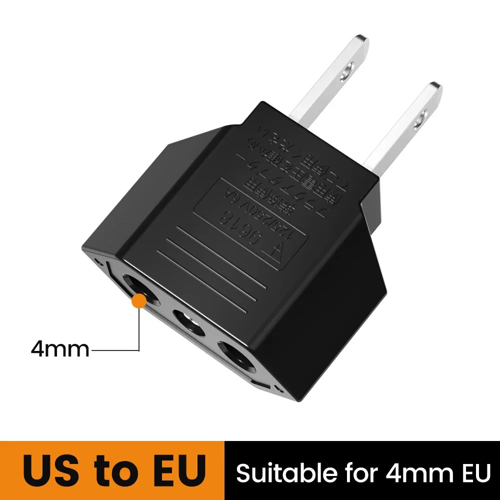 Elough US To EU Converter Plugs US America To EU European Power Adapter Travel Converter 4.0mm American To Europe Plug Adapter