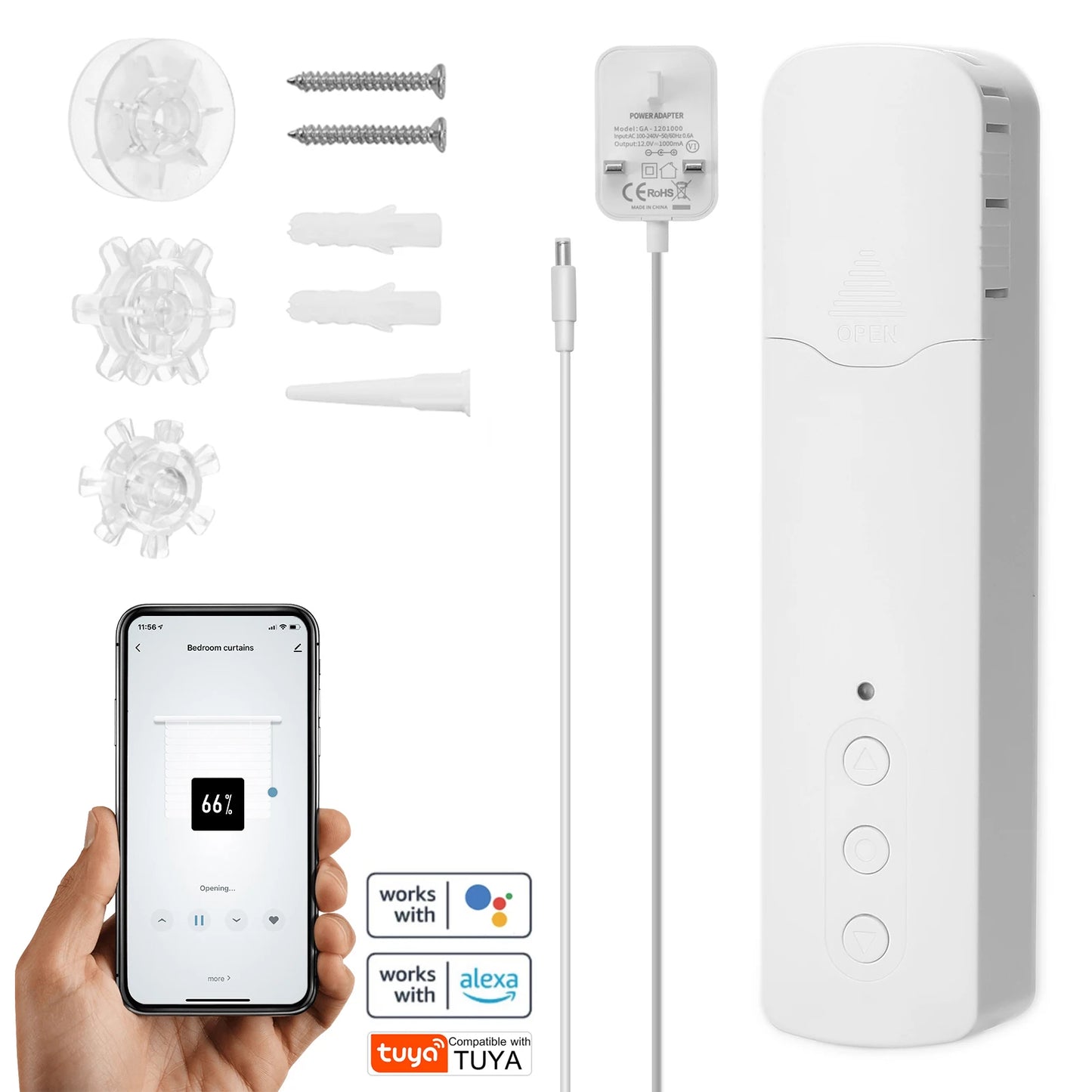 Tuya WIFI Smart Electric Curtain Motor Chain Roller Blinds Pull Bead Curtain Switch System For Alexa Google Home Voice Control
