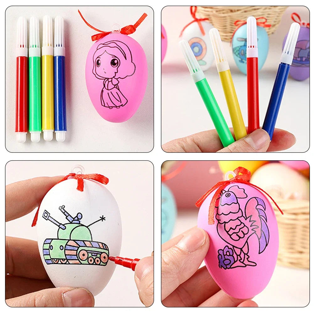 12Pcs Easter Egg Tree Pedant Foam Eggs Hanging Ornaments Easter Home Decoration 2024 Holiday Party Supplies Kids Gifts