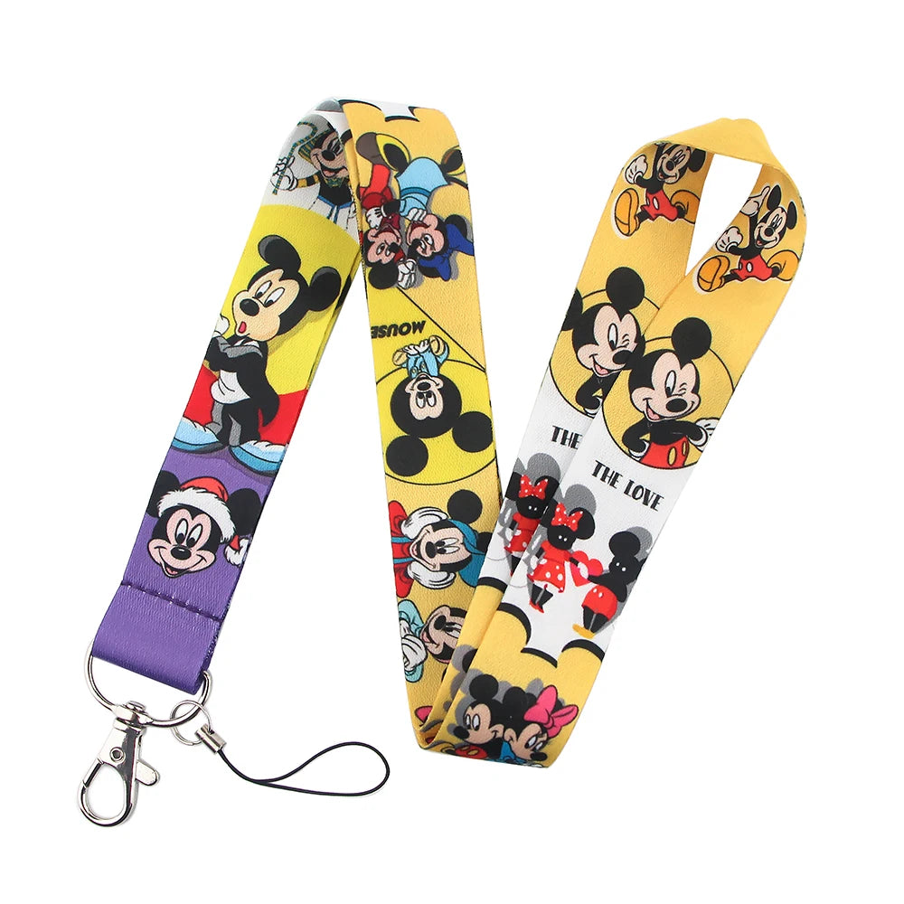 KKZ004 Mickey&Minnie Stitch Lanyard For Keys Keychain Badge Holder ID Credit Card Pass Hang Rope Lariat Phone Charm Gift