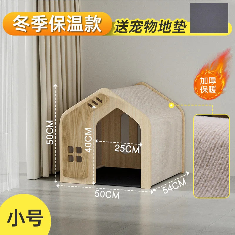 Wooden Cat Bed and Furniture Large Space Cats Accessories Cat Hiding House Kennel Breathable Pet Products Pet Products