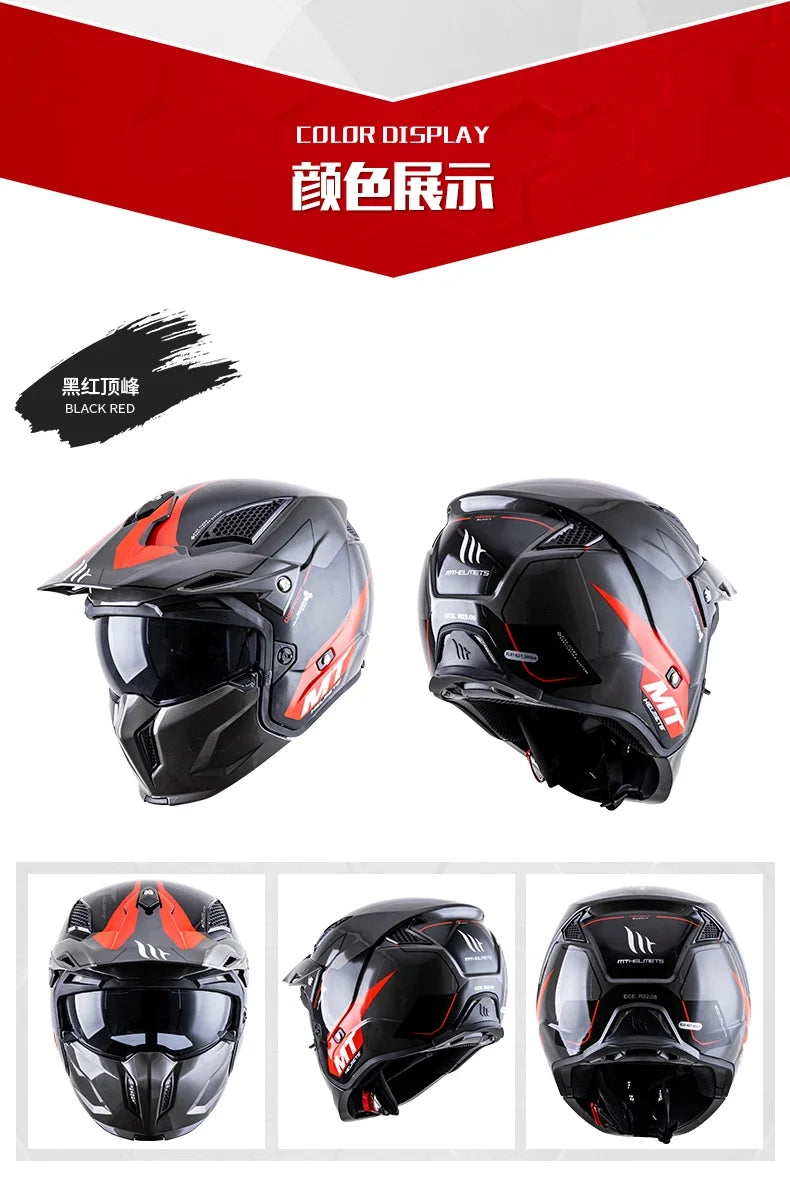 Spanish MT Streetfight Motorcycle Helmet Retro Street Fighter Combination Four Seasons Detachable Full Face
