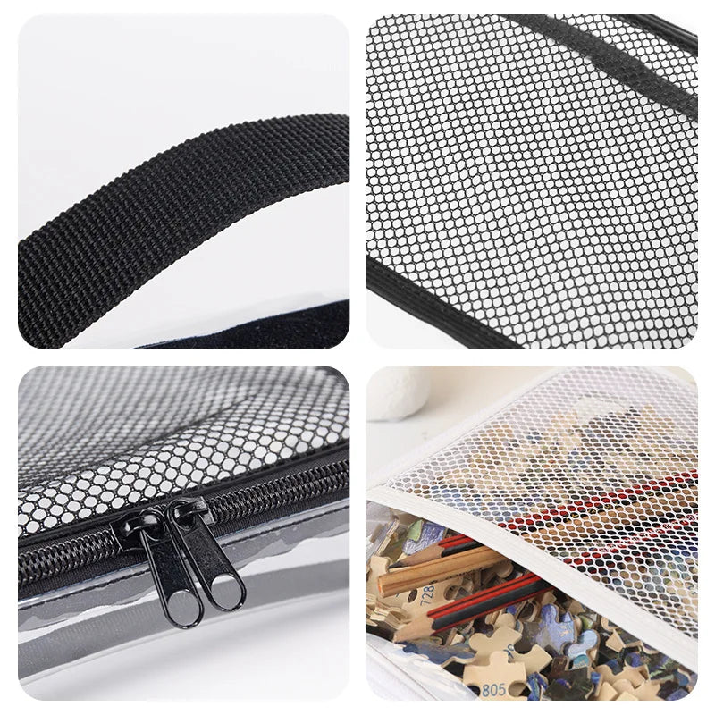 Large Capacity PVC Transparent Mesh Storage Bag Waterproof Casual Makeup Storage Bag Zipper Bag Portable Toy Packaging Bag