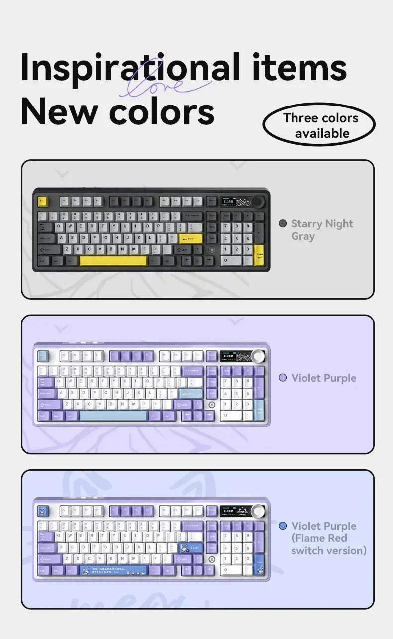 Ajazz AK980 Gaming Mechanical Keyboard Three Mode PBT Gasket Hot Swap RGB Wired Bluetooth Wireless Keyboard Game Accessories