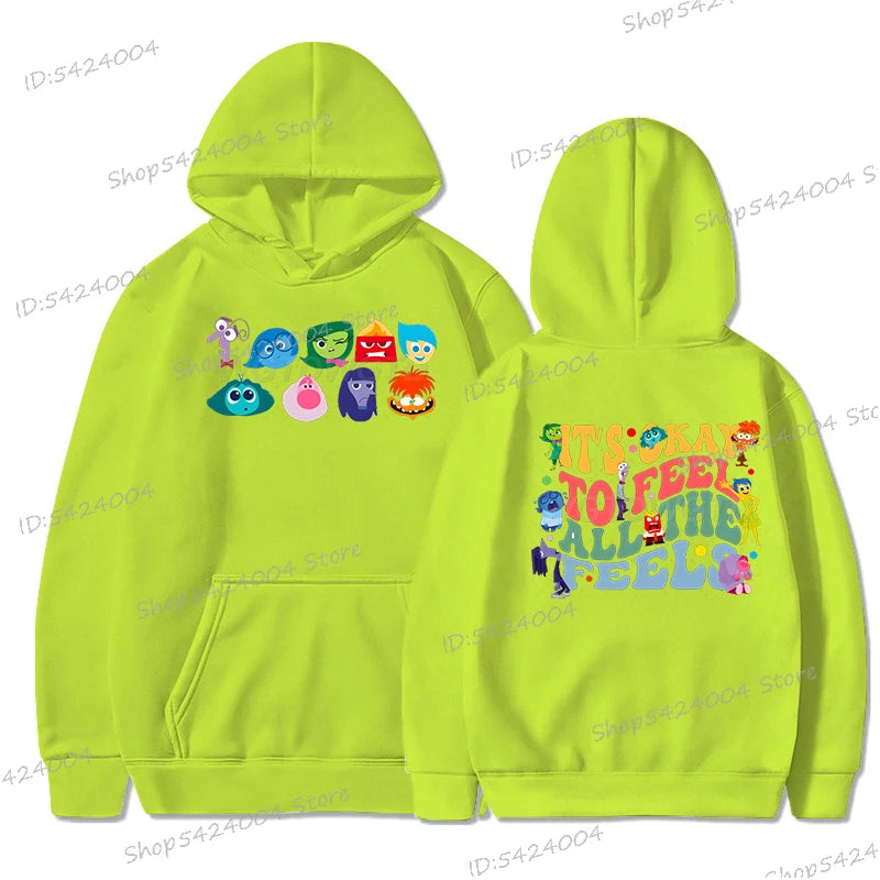 Anime Inside Out Vintage Print Hoodie It's Okay To Feel All The Feels Tracksuit Autumn Long Sleeve Disney Movie Women Men Hoody