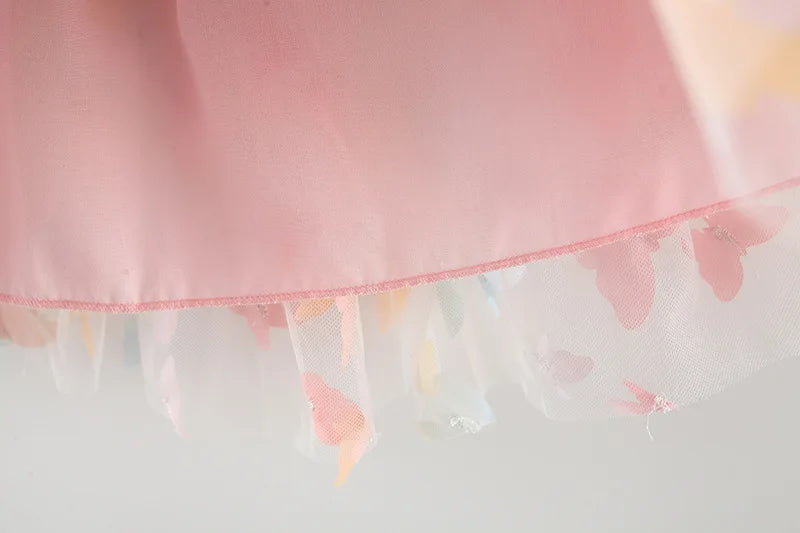 New Baby Girls Birthday Party Evening Dresses Summer Butterfly Wings Children Clothes Sweet Colorful Toddler Kids Costume