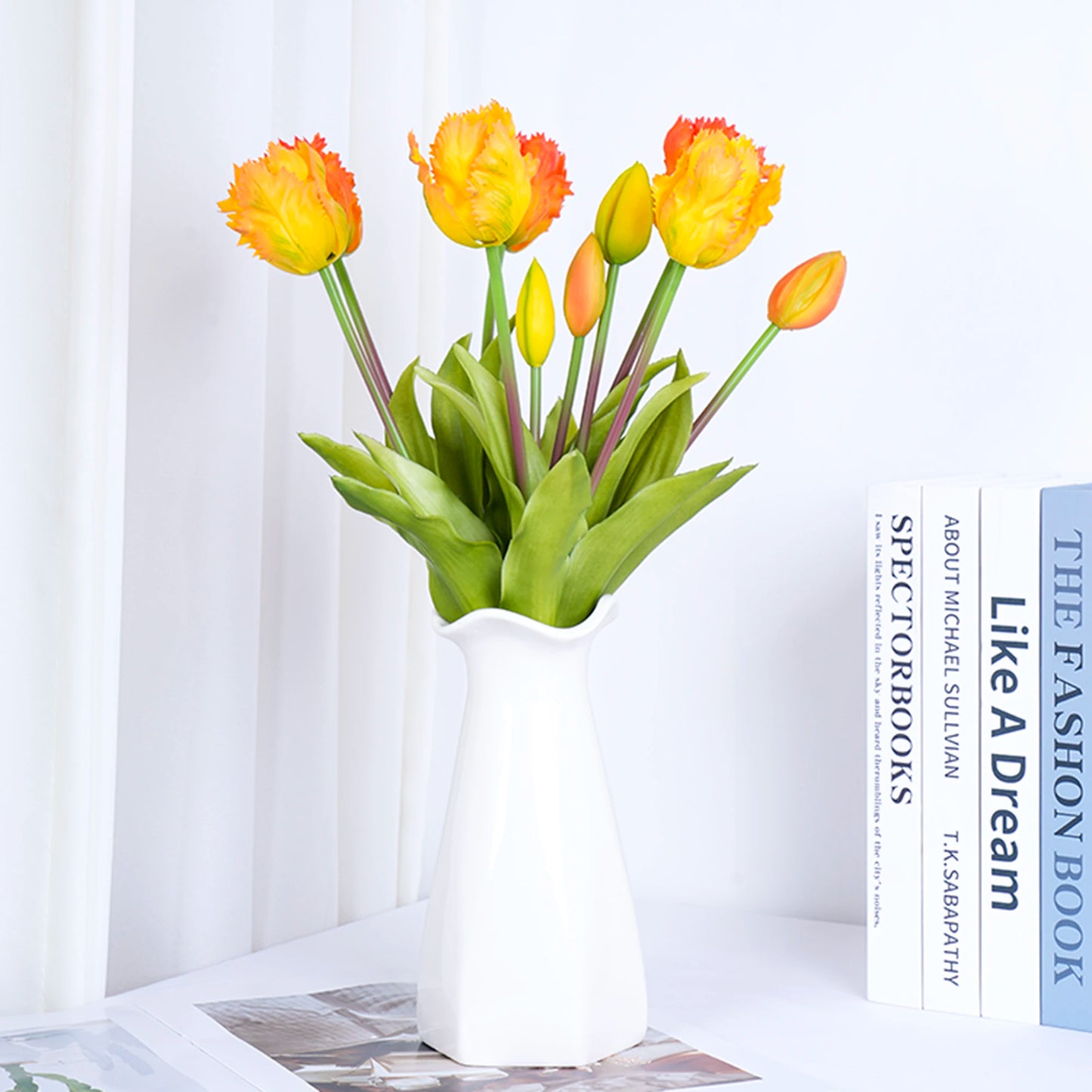 New Parrot Wave Tulip Silicone Artificial Flowers Soft and Comfortable Bouquet Home Room Living Room Desktop Floral Decoration