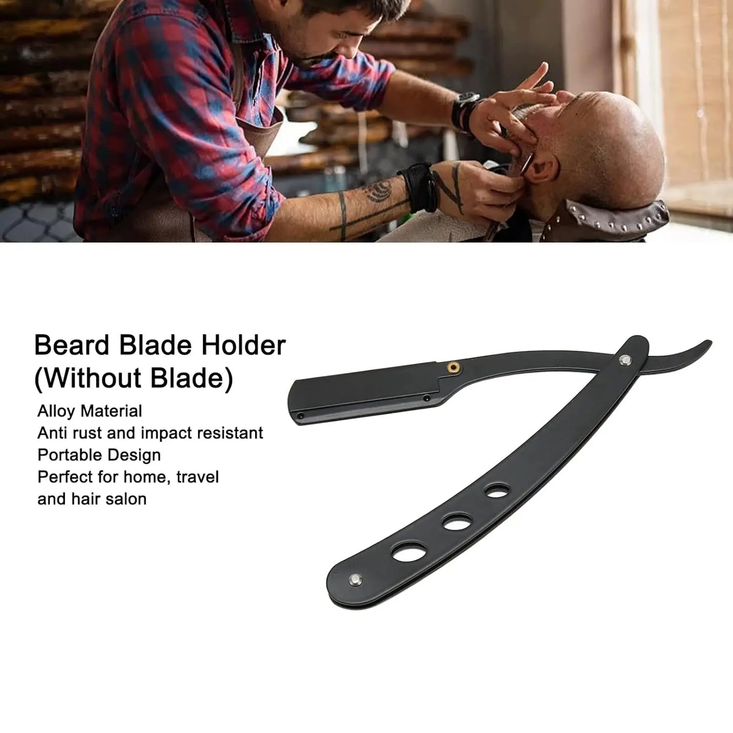 ( 1 Holder+10/20 Blades )Straight shaver arm, men's folding manual shaver, men's shaver, razor sharp blade barber shop razor