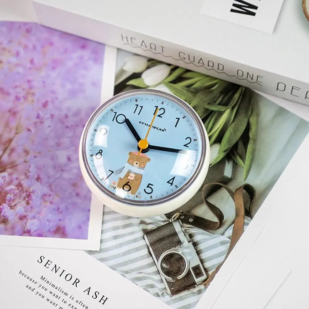Mini Sucker Wall Clock Bathroom Anti-Fog Waterproof 7cm Kitchen Toilet Small Quartz Table Clock