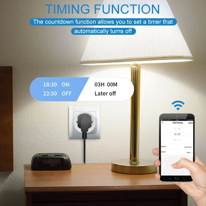 TUYA Smart Plug WiFi Socket EU 16A/20A With Power Monitor Timing Function Voice Control Works With Alexa GoogleHome