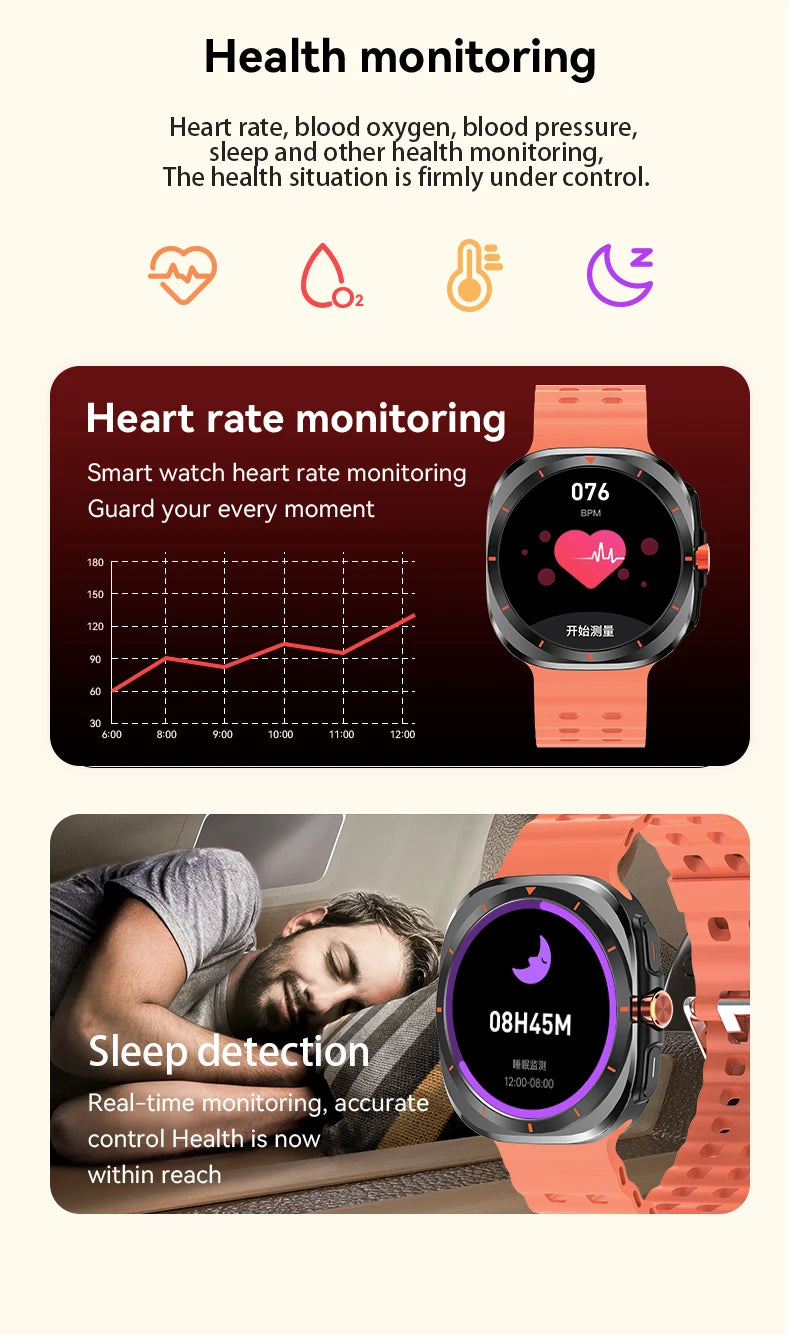 LAXASFIT Watch 7 Ultra Smartwatch Bluetooth Talk HD AMOLED Screen Fitness Tracker Health Monitoring Smartwatch for Android IOS