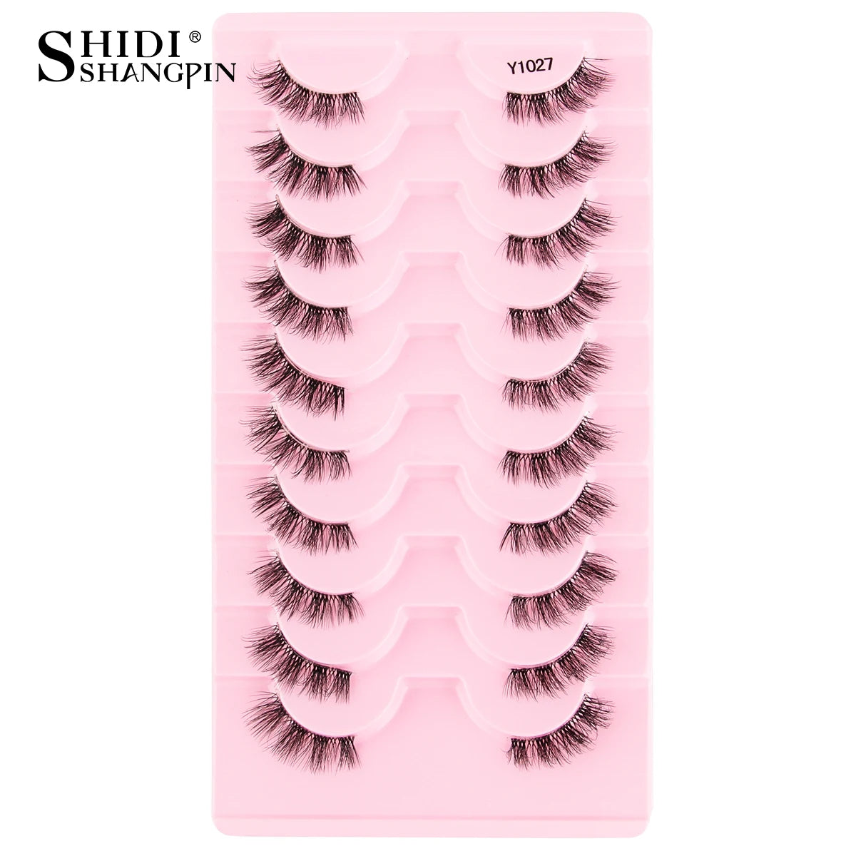 3/5/10Pairs Half False Lashes Natural Short 3D Cat Fake Mink Eyelashes Extension Winged Fluffy Wispy Faux Cils Clear Band Makeup