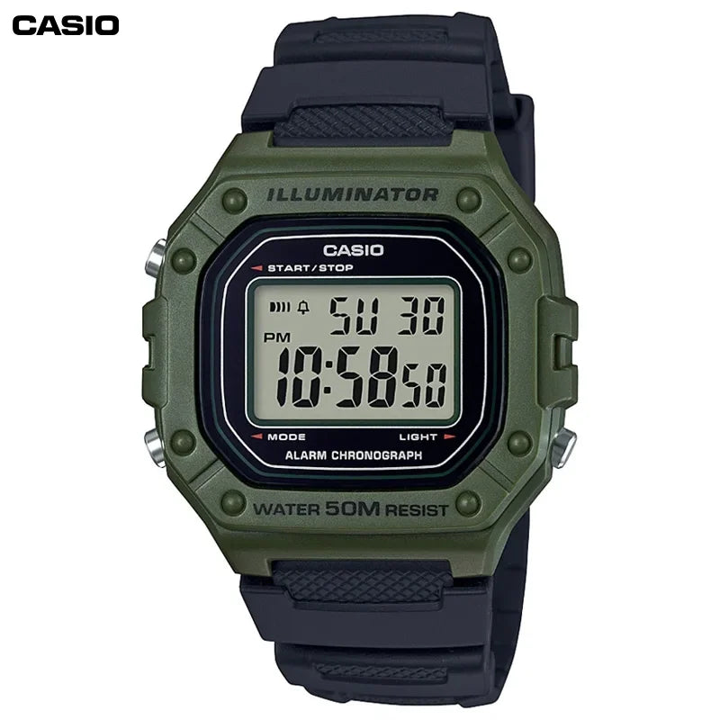 CASIO W 218H Classic Small Square Watch Women Men Multi function Digital Dateled Electronic Watch Men s Sport Series Academy