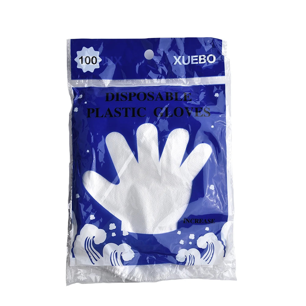 100PCS Disposable Gloves Transparent Waterproof Clean Hygienic Plastic Gloves Food Thickening Film Disposable Kitchenware
