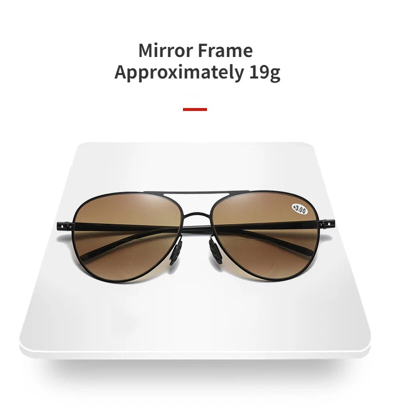 Bifocal Reading Glasses Men Fashion Double Bridge Sunglasses Male Look Far and Near Anti Glare Hyperopia Eyeglasses +100 To +350