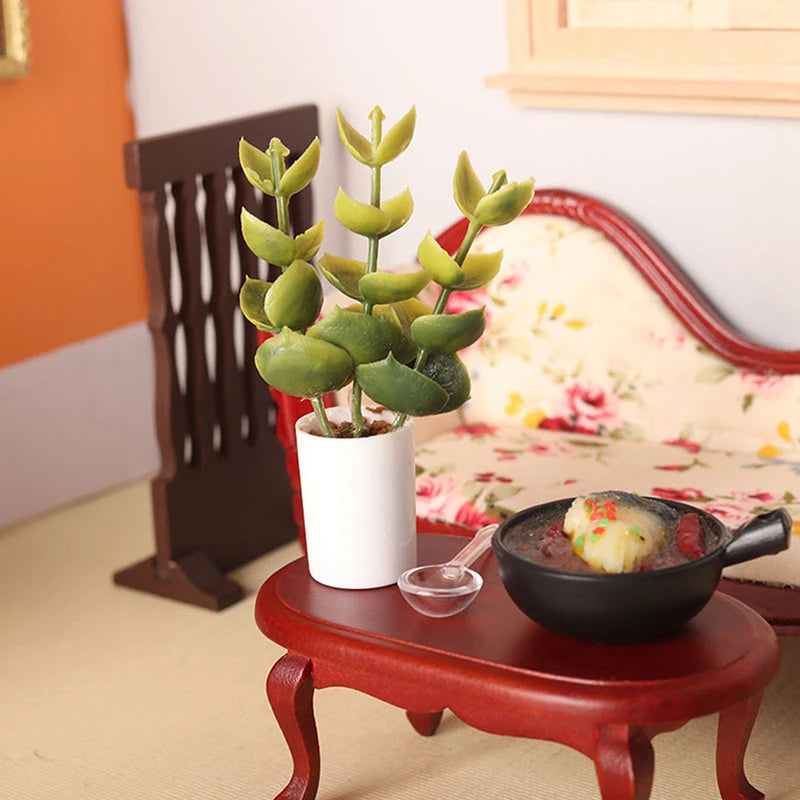 1:12 Dollhouse Miniature Potted Plant Pot Bonsai Green Leaves Garden Home Model Decor Doll House Accessories Toy decoration