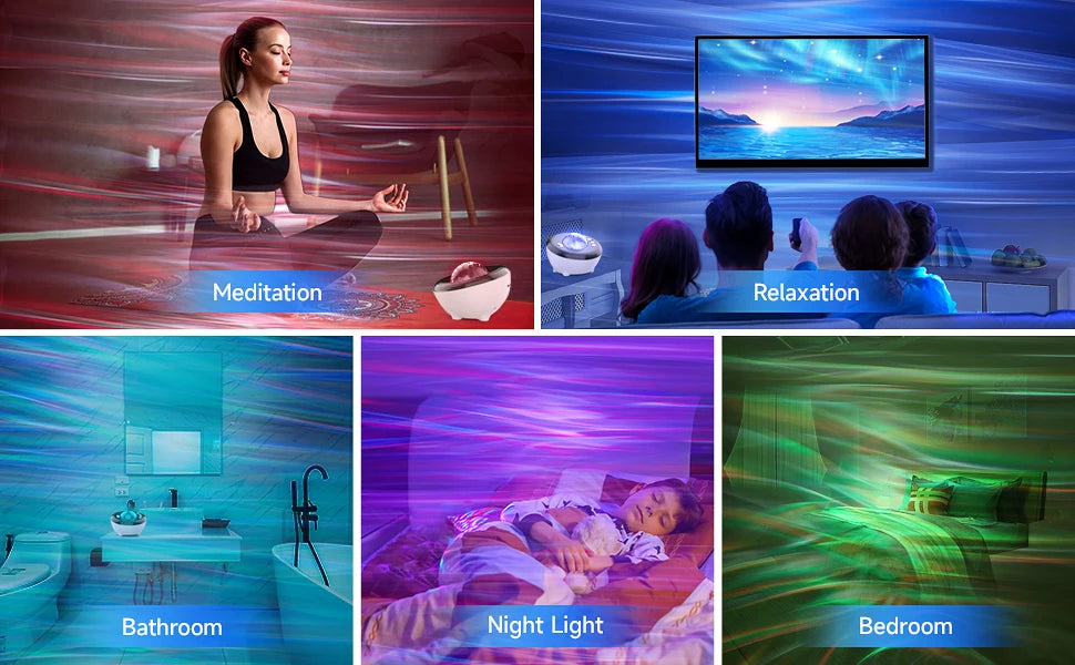 Star Projector LED Aurora Projector Bluetooth Speaker Night Light White Noise Galaxy Projector For Bedroom Kids Decoration Home