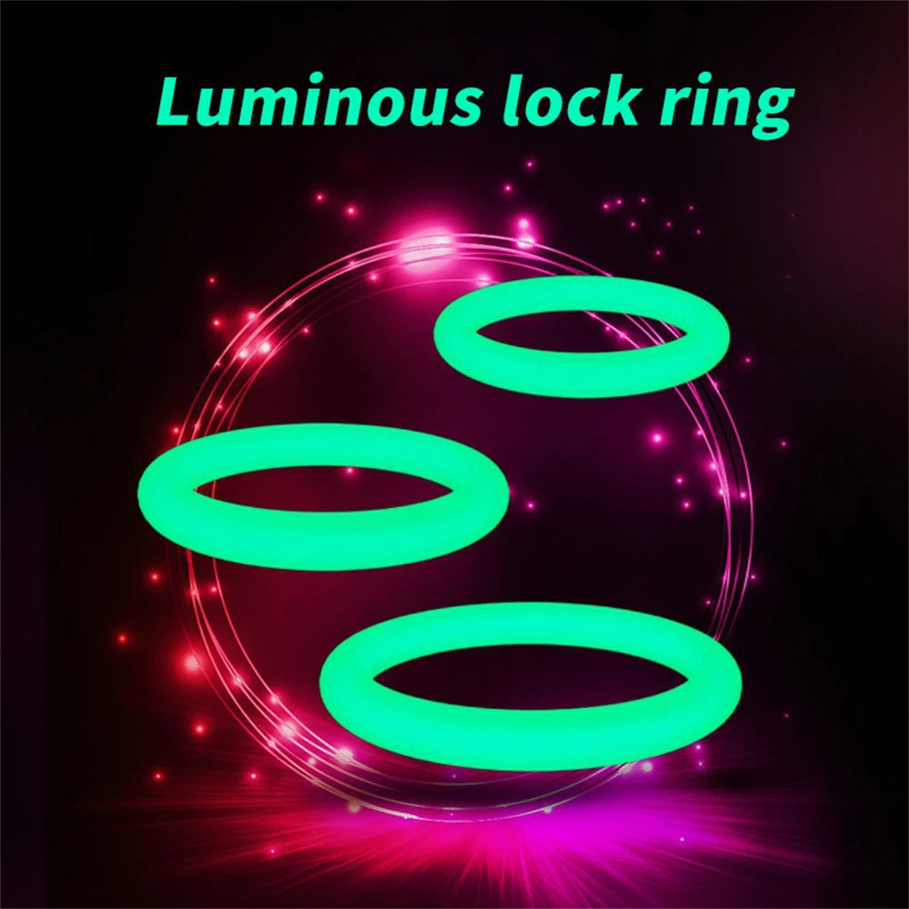 Silicone Penis Ring Set Sex Toys for Men 3 PCS Silicone Luminous Locking Ring Delayed Ejaculation for Men Adult Sex Toys