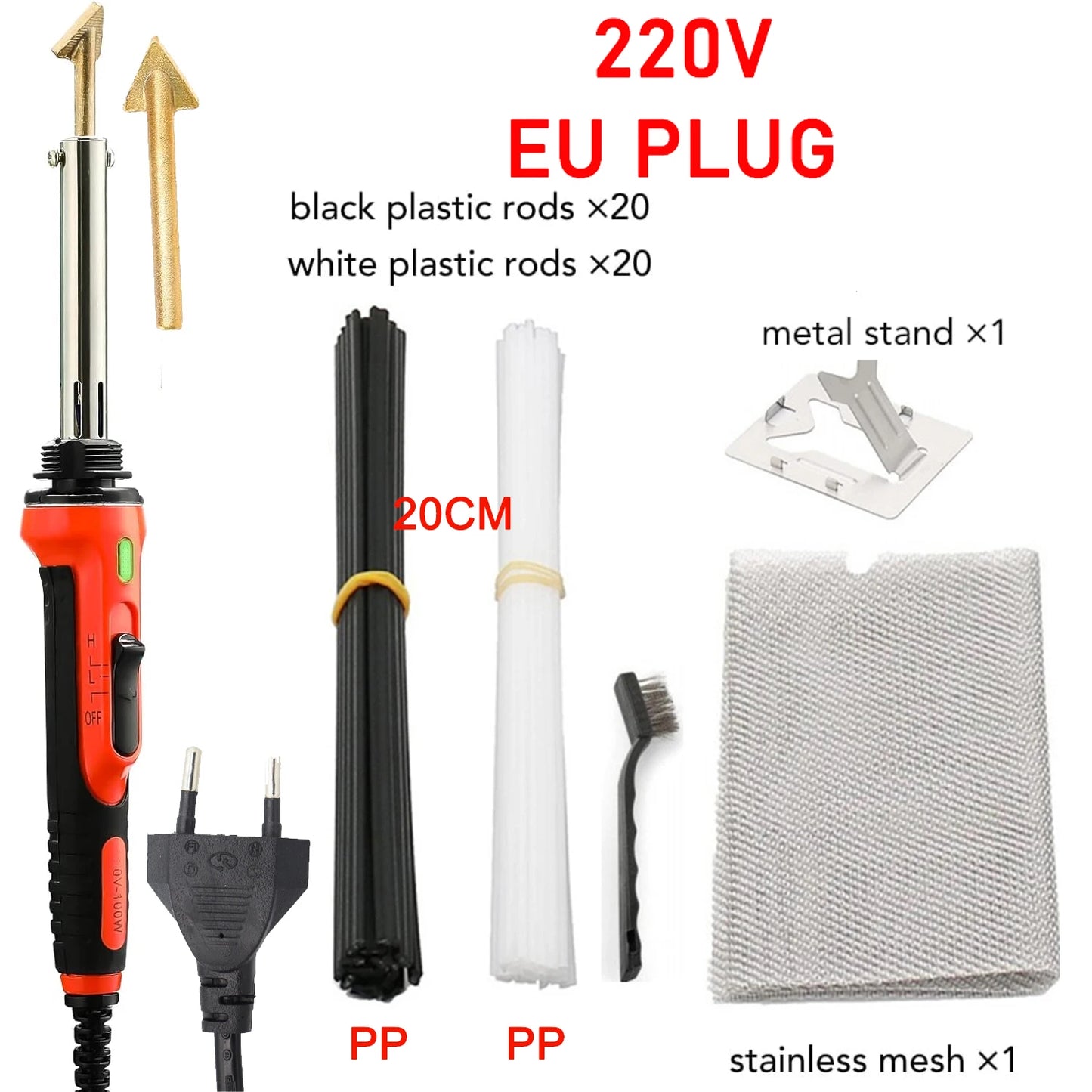 220V Portable Soldering Iron 100W/50W Plastic Soldering Machine Repair Tool Welding Rods Soldering Mesh For Car Bumper Repair