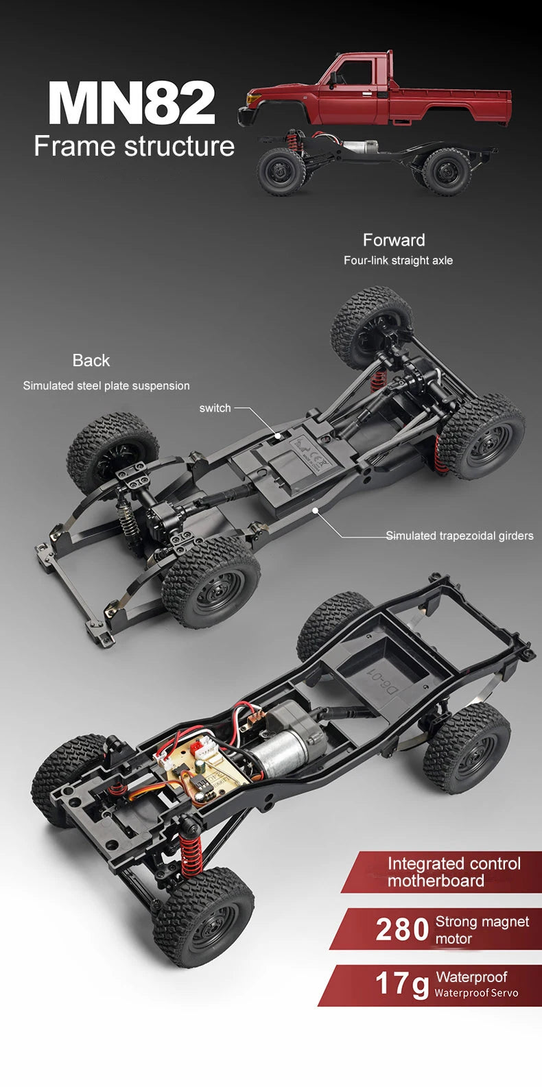 ZWN 1:12/1:16 Retro Rc Car With LED Lights Full-scale Simulation Vehicle Professional 4WD Remote Control Pickup Truck Model Toys