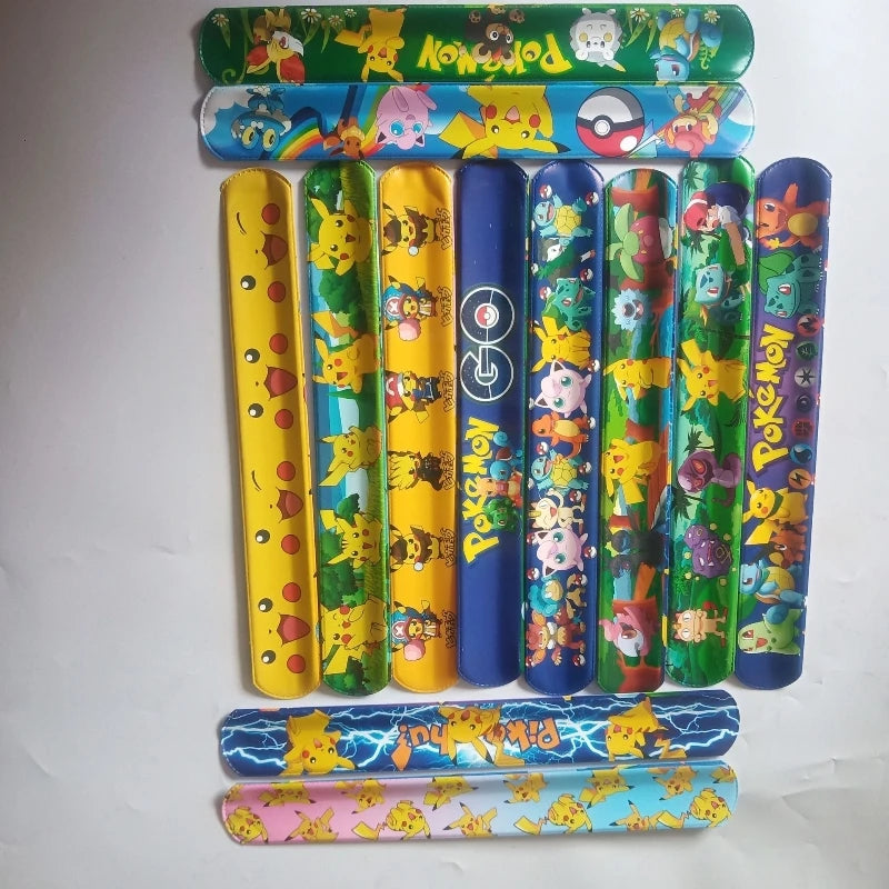 Pokemon Slap Snap Wrap Bracelet Pikachu Wristbands Anime Doll Characters Children Hand Ring Educational Toys Birthday Gift