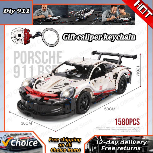 New 1580pcs Classic Racing Car Building Block Toy Education DIY Racing Block Christmas Gift Children's Puzzle Toy Game