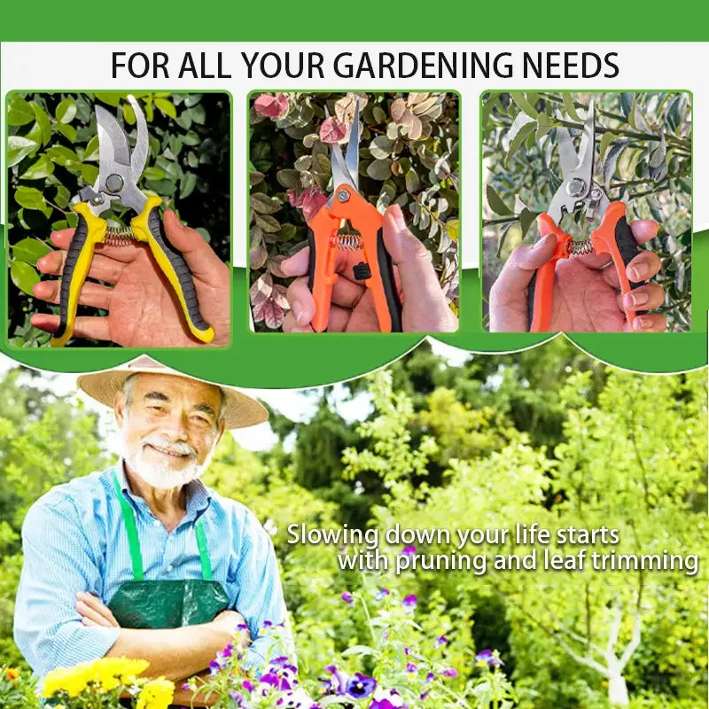 3PCS Garden Scissors Set Gardening Tool Scissors Stainless Steel Professional Gardening Scissors with Non-slip Ergonomic Handles