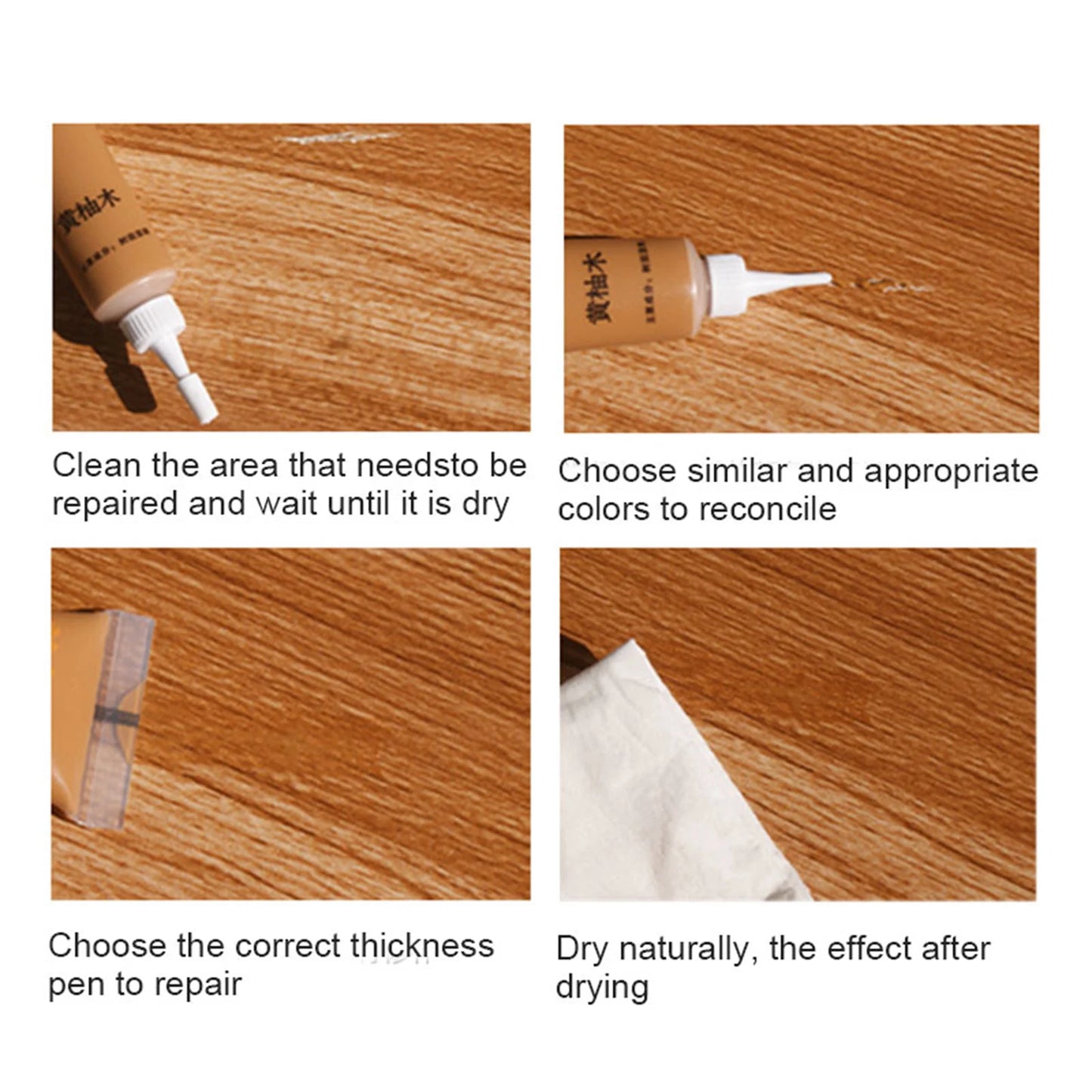 Wood Filler Floor Scratch Paint Repair Oak/Veneer/Walnut Color Water-Based Putty Discoloration Cracks Gouges