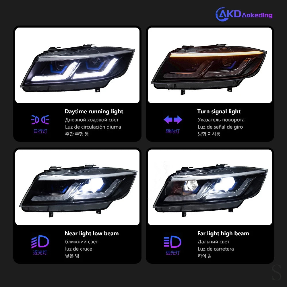 AKD Auto Styling BMW E90 3 Series 2005-2012 Headlight Assembly Upgrade Latest G28 Design Dynamic Signal Light LED Headlight Acce