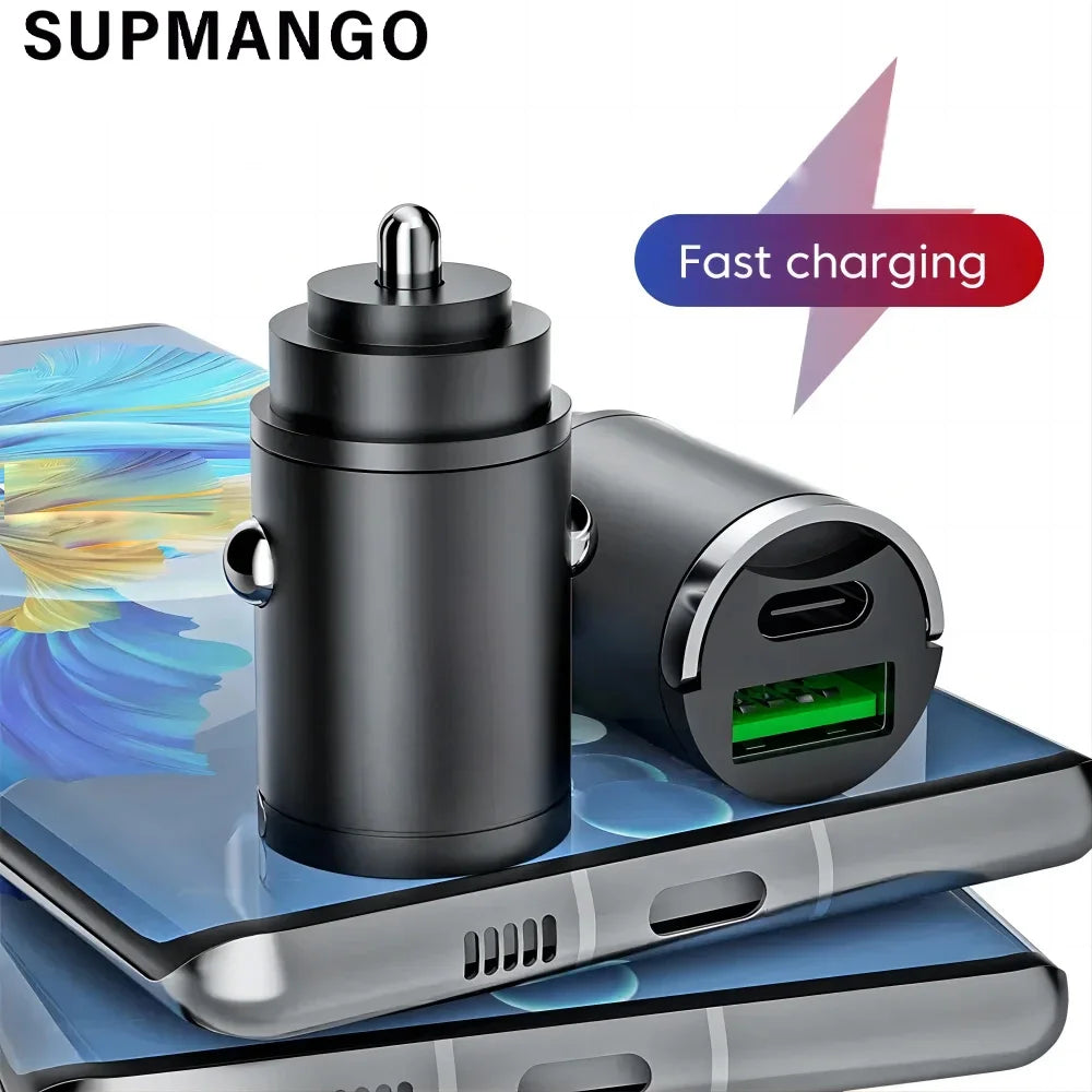 Mini PD QC Pull Ring Fast Charging Car Charger USB C Car Phone Charger Adapter For iPhone 13 12 Xiaomi Samsung Huawei